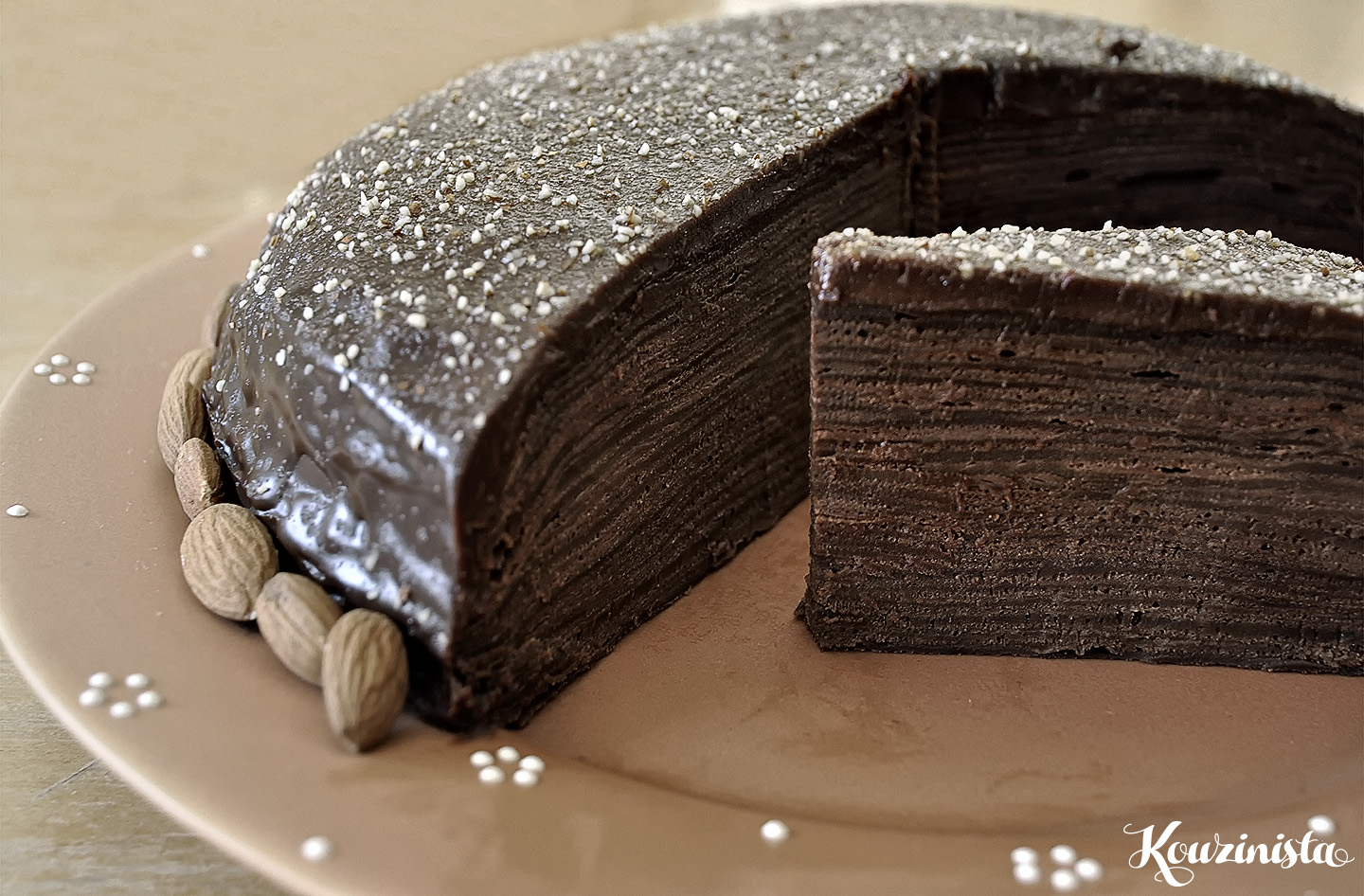 Τούρτα σοκολάτα-καραμέλα με κρέπες / Chocolate caramel crepe cake
